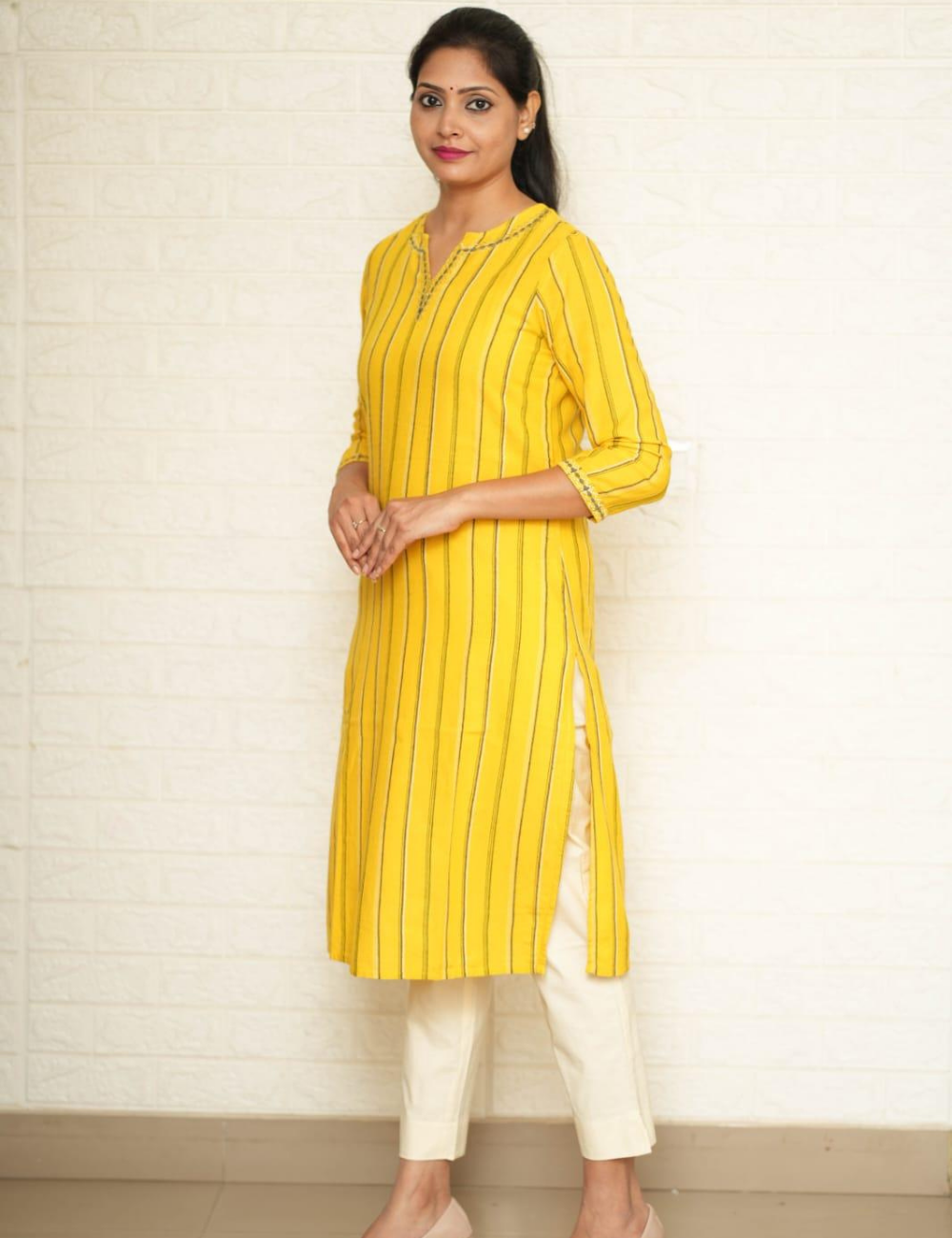Women Cream Cotton Pant