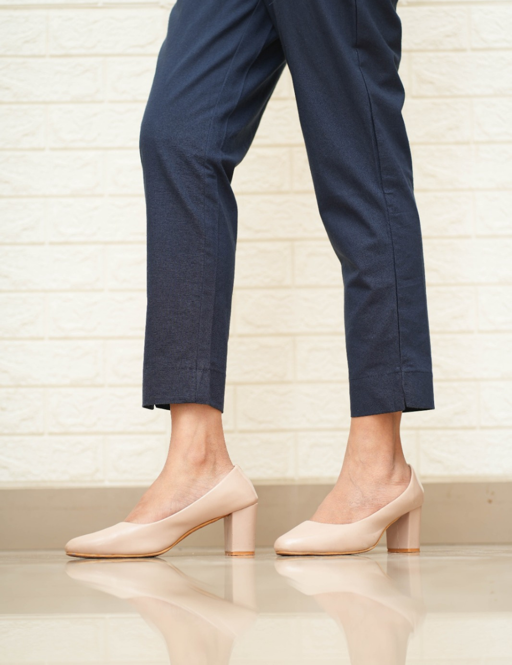 Women Navy Blue Cotton Pant