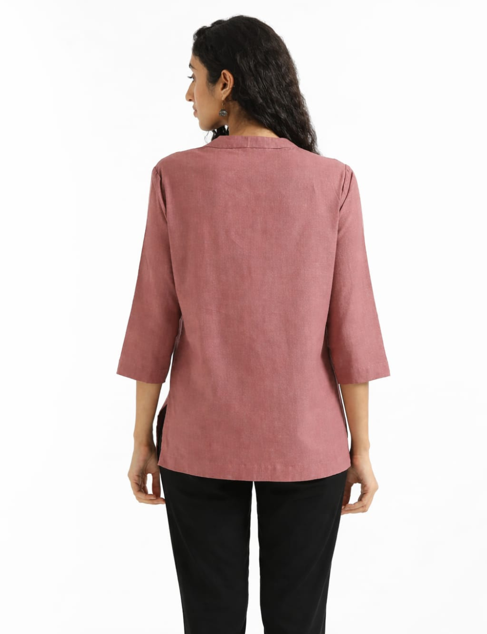 Womem Rose Toupe Airy Linen Short Kurta
