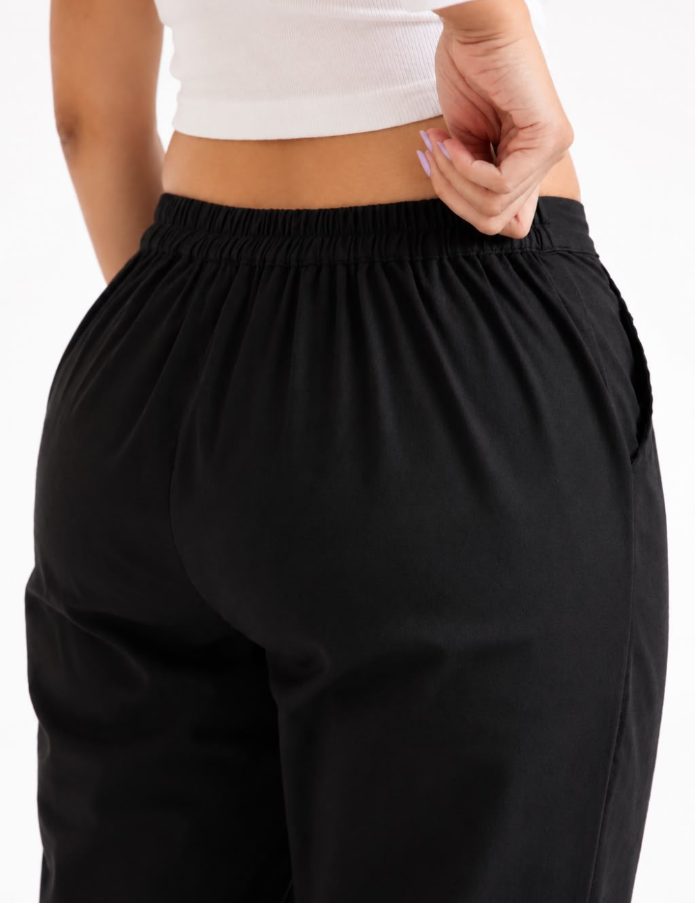Women Black Cotton Straight Pant