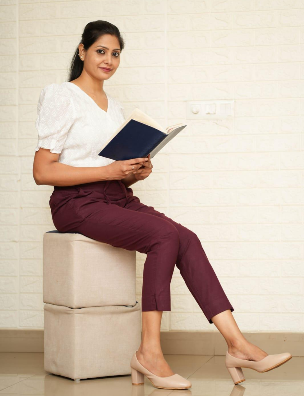 Women Wine Cotton Pants