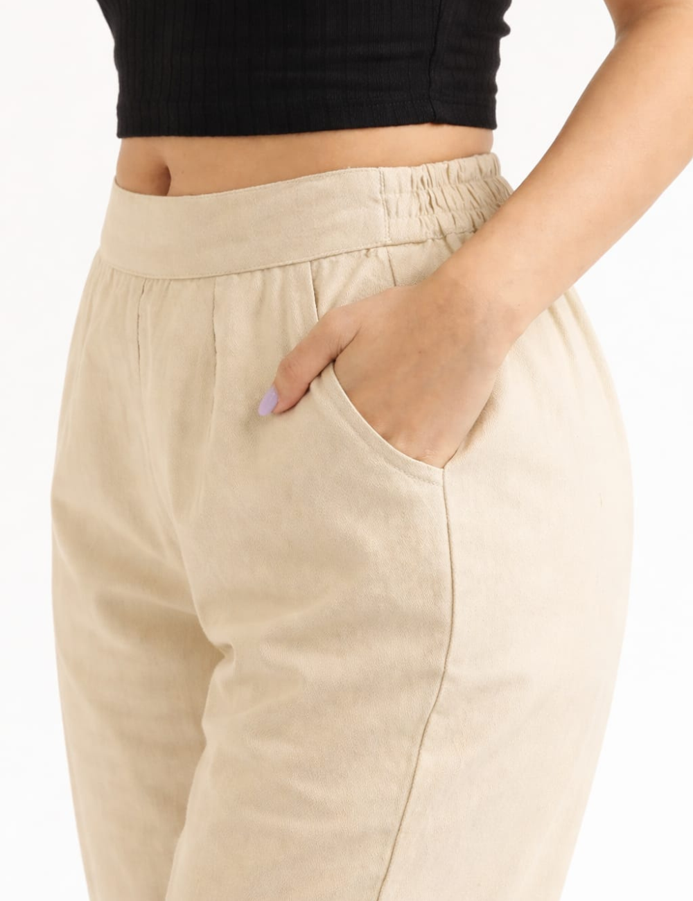 Women Beige Cotton Straight Pant