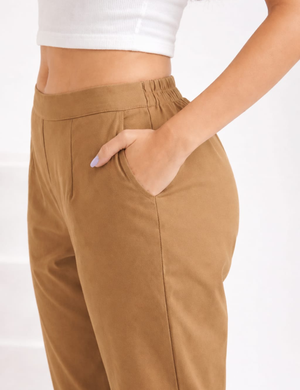 Women Brown Cotton Straight Pant