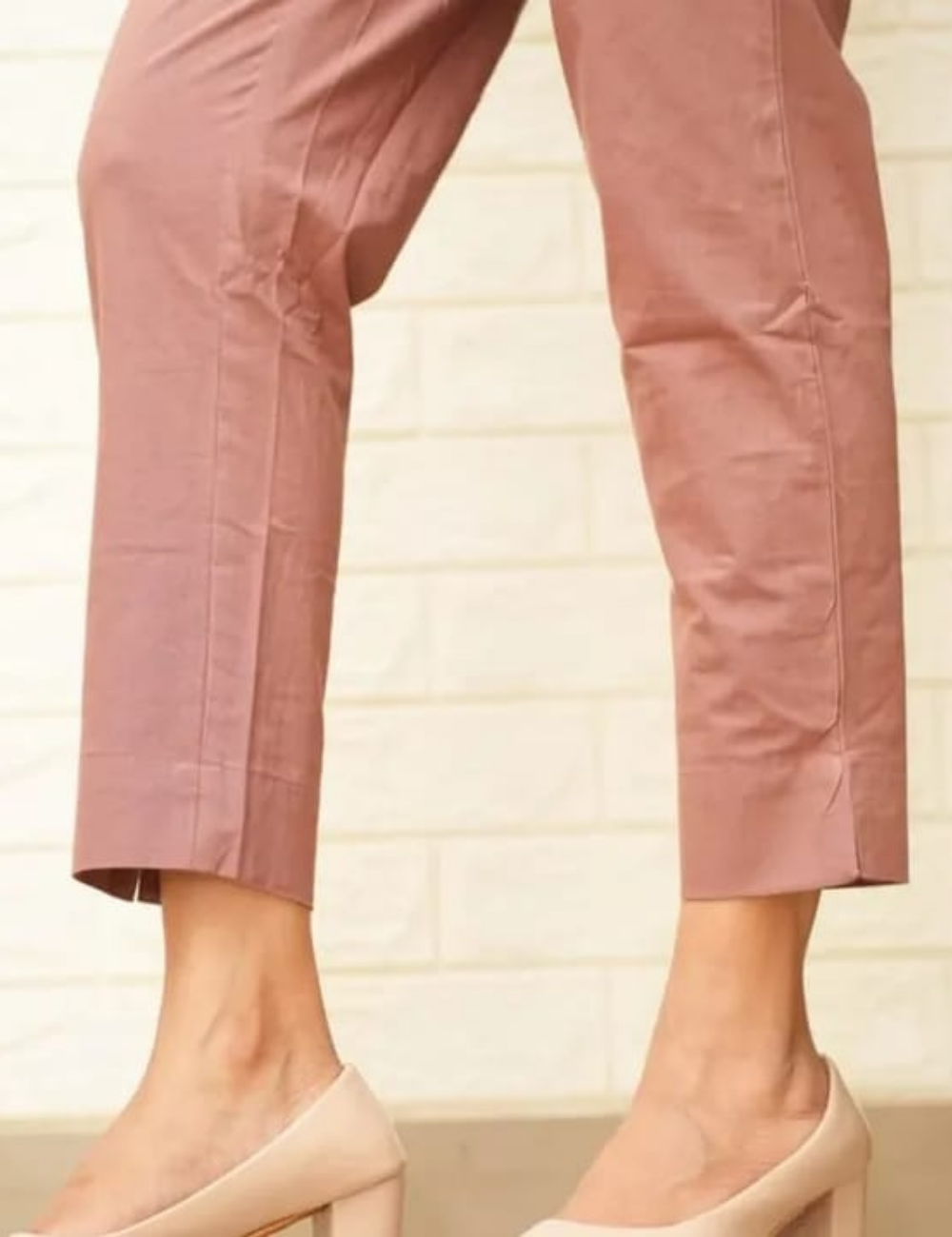 Women Onion Pink Cotton Pant