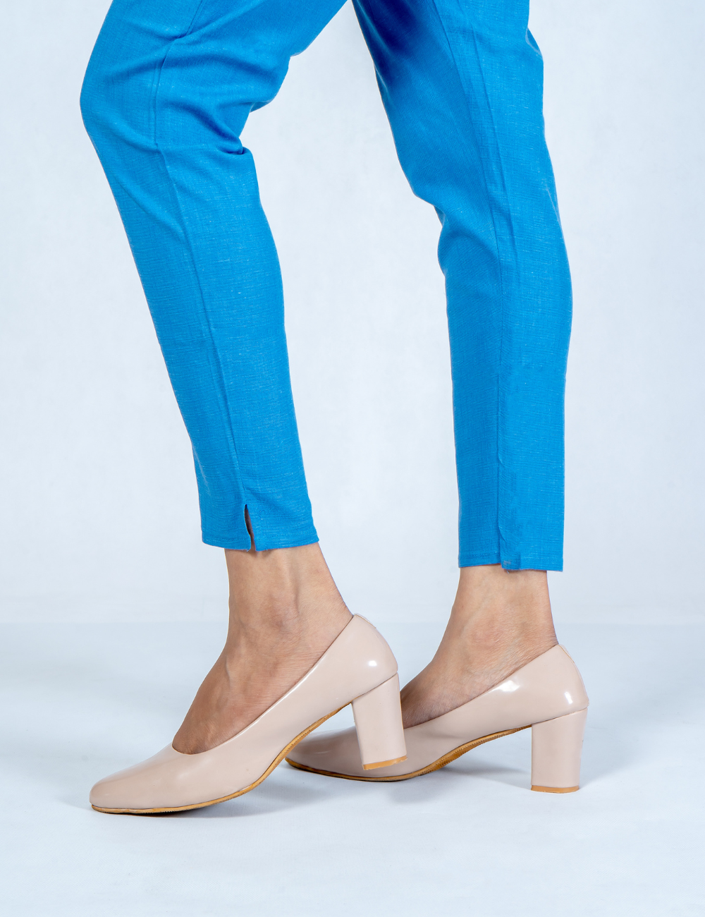 Women Royal Blue Cotton Lycra Pant