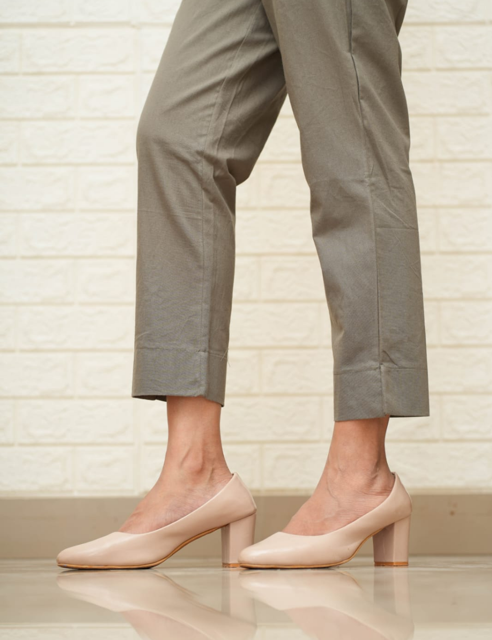 Women Cement Grey Cotton Pants