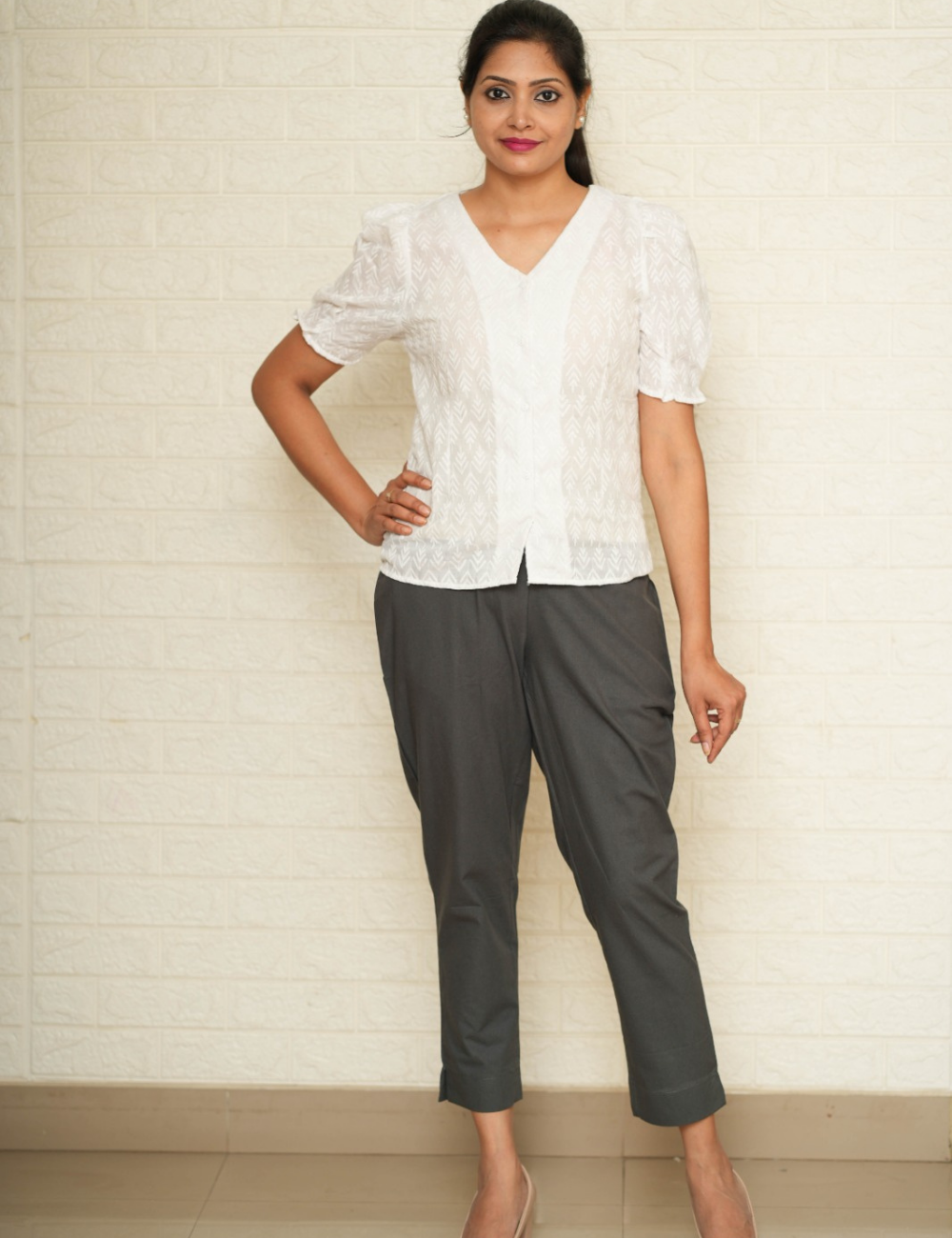 Women Grey Cotton Pant