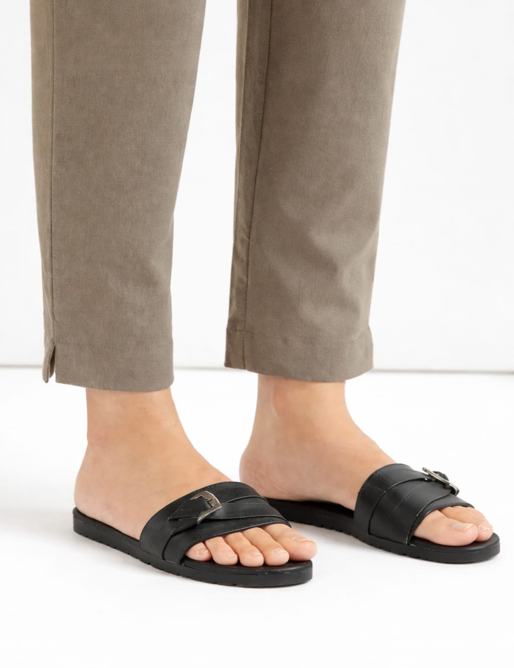 Women Grey Cotton Straight Pant