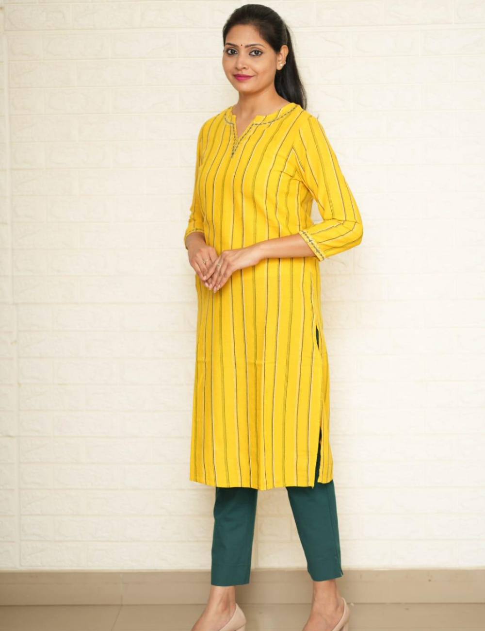 Women Bottle Green Cotton Pant