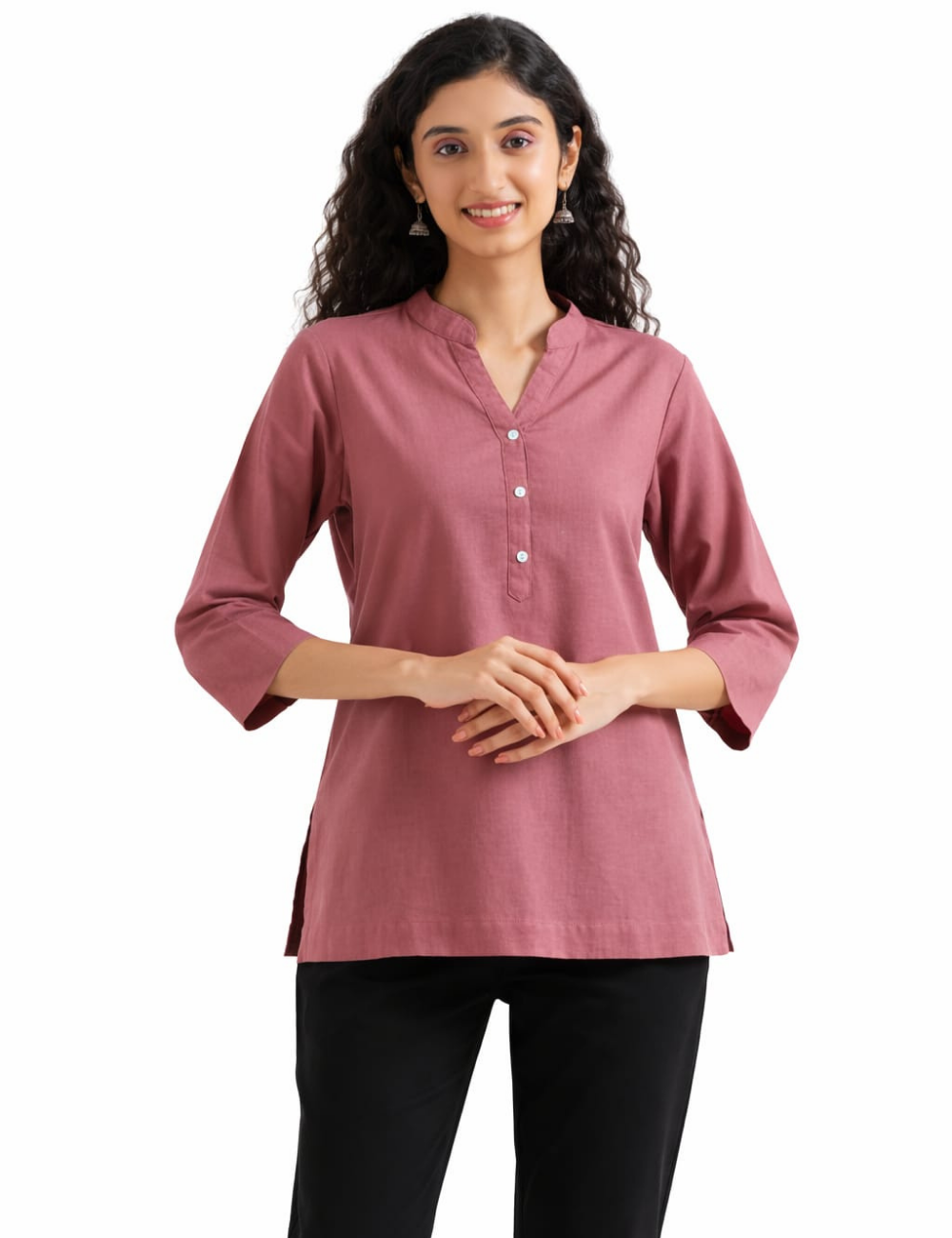 Womem Pista Green Airy Linen Short Kurta