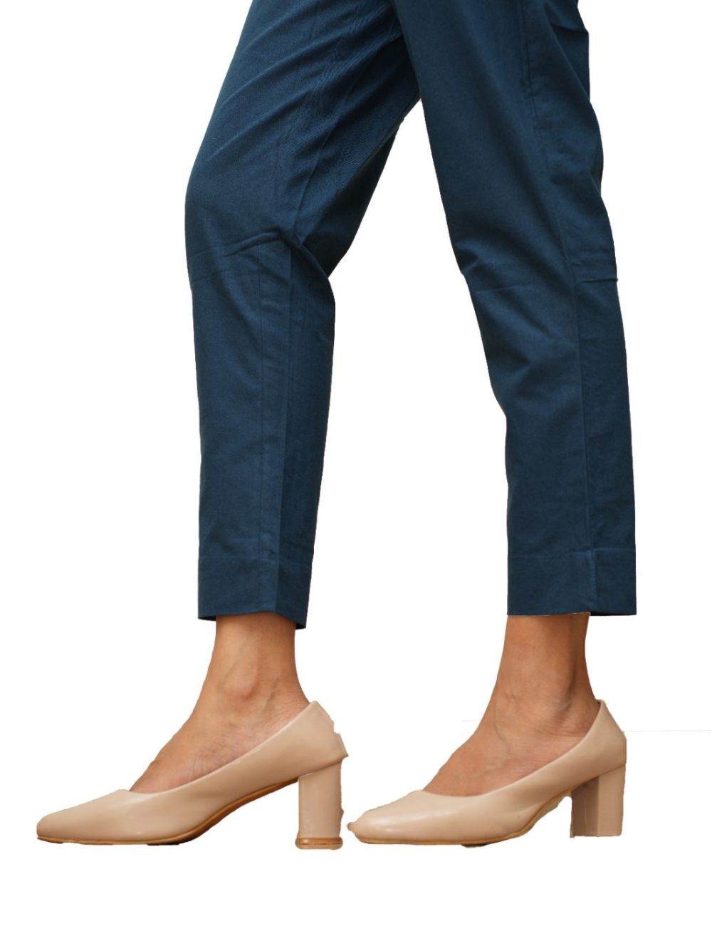 Women Peacock Blue Cotton Pant