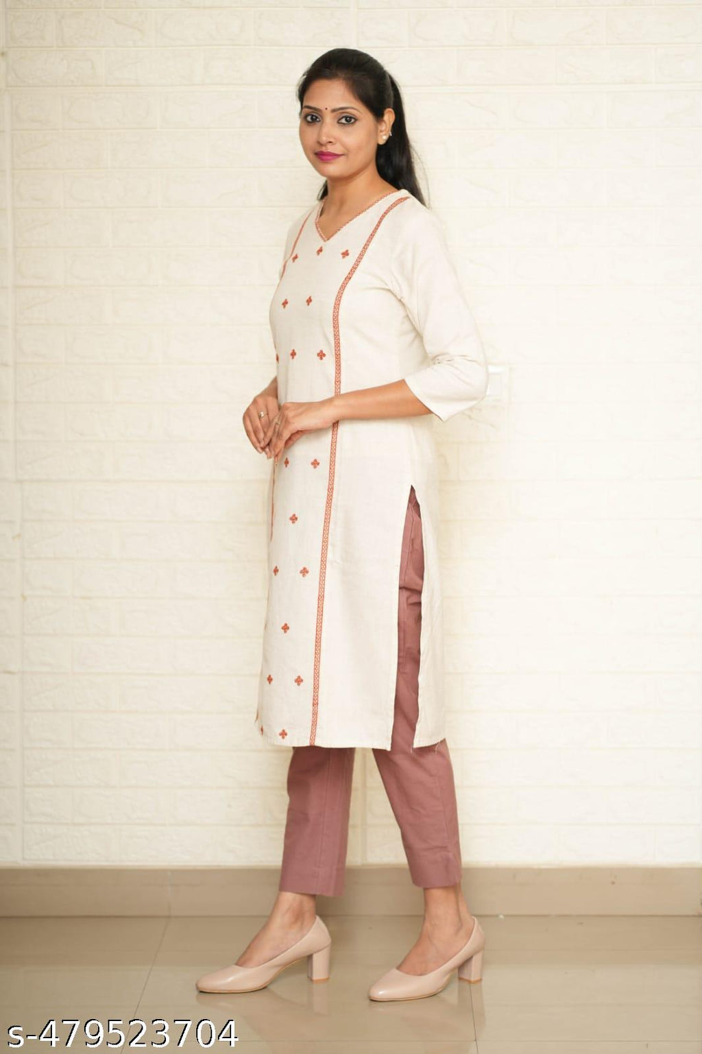 Women Onion Pink Cotton Pant