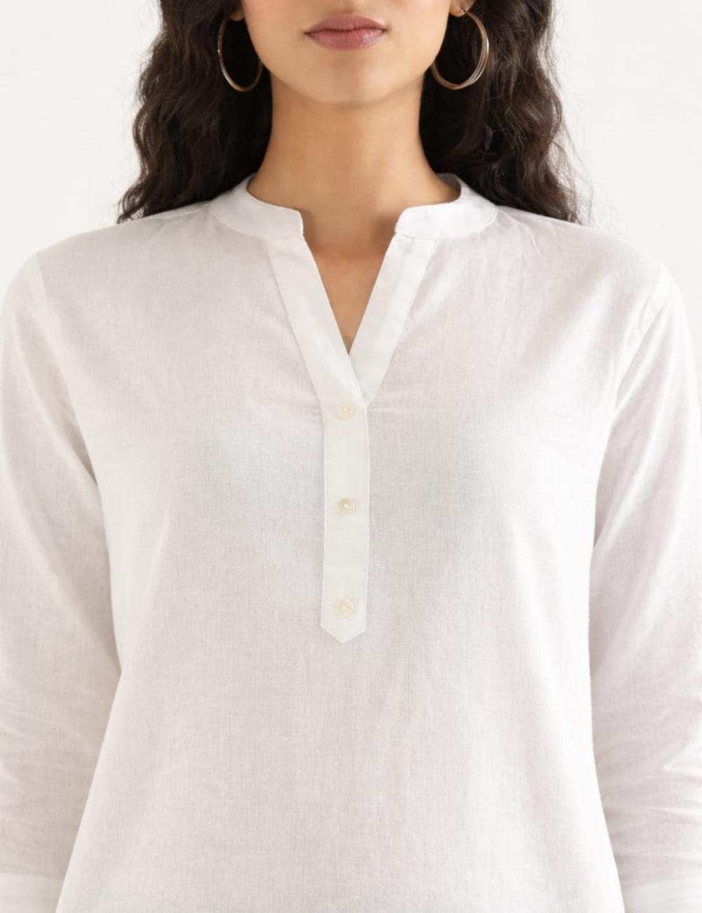 Women White Airy Linen Long Kurta