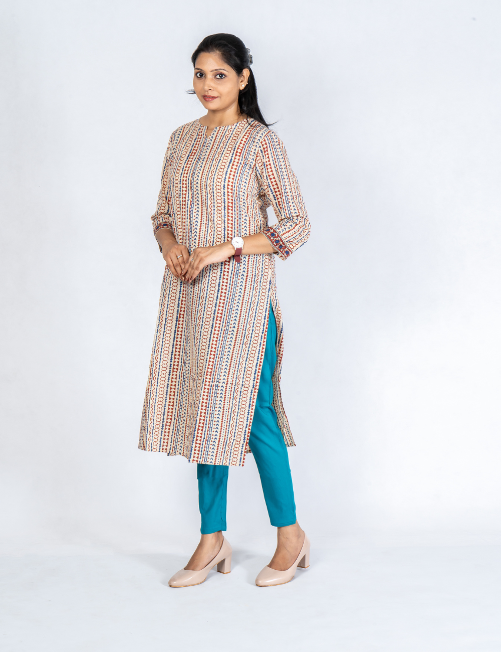 Women Ramar Green Cotton Lycra Pant