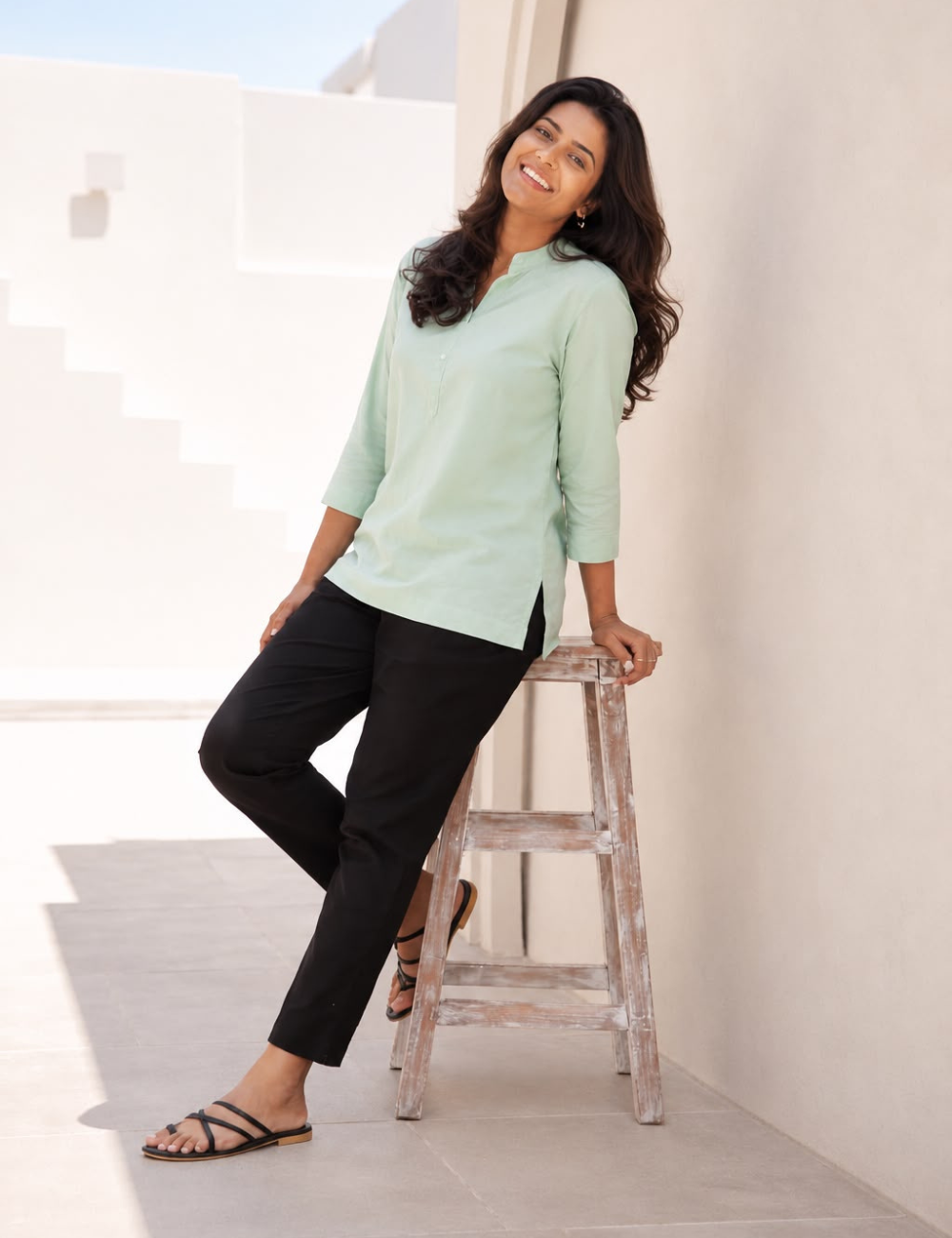 Women Black Cotton Straight Pant