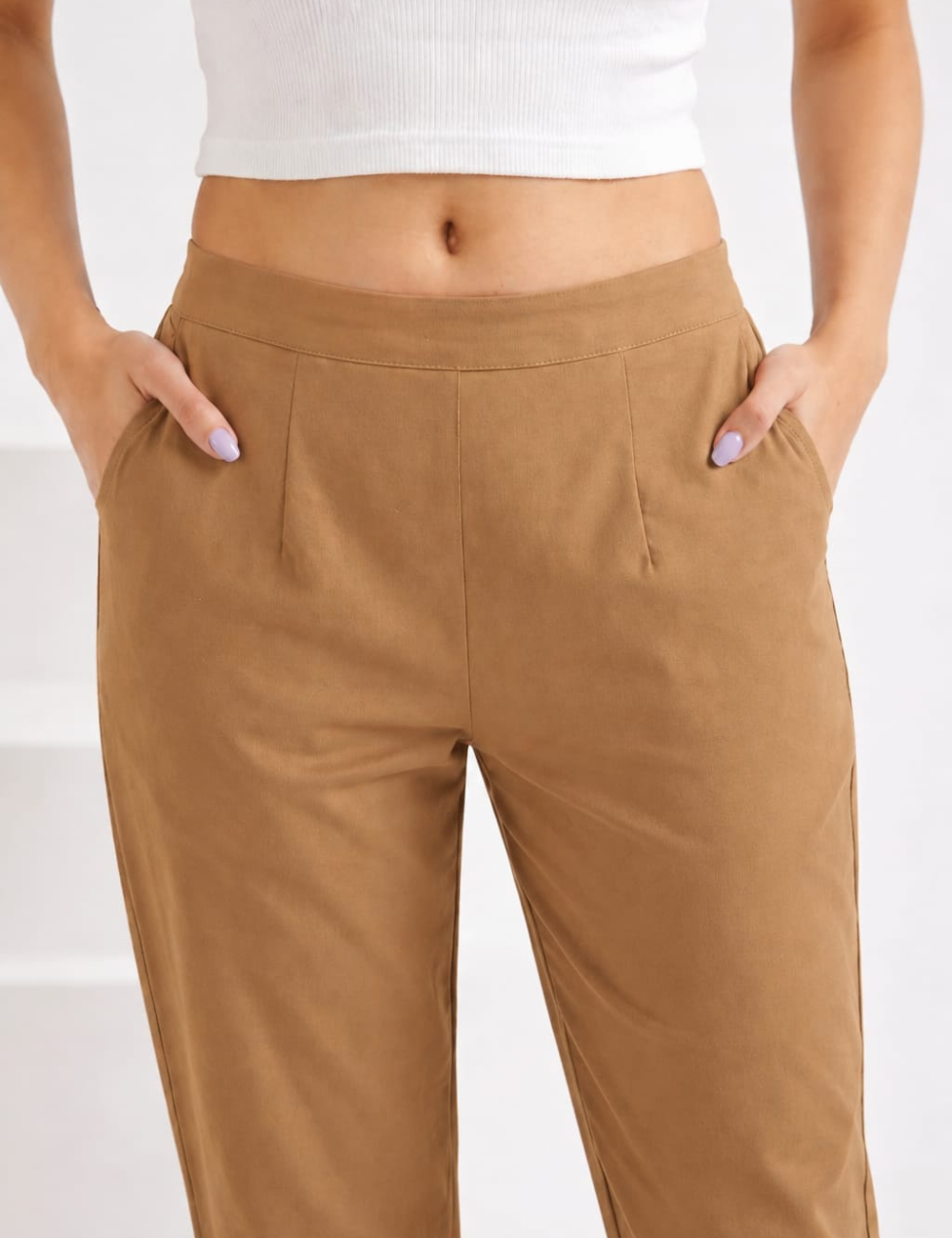 Women Brown Cotton Straight Pant