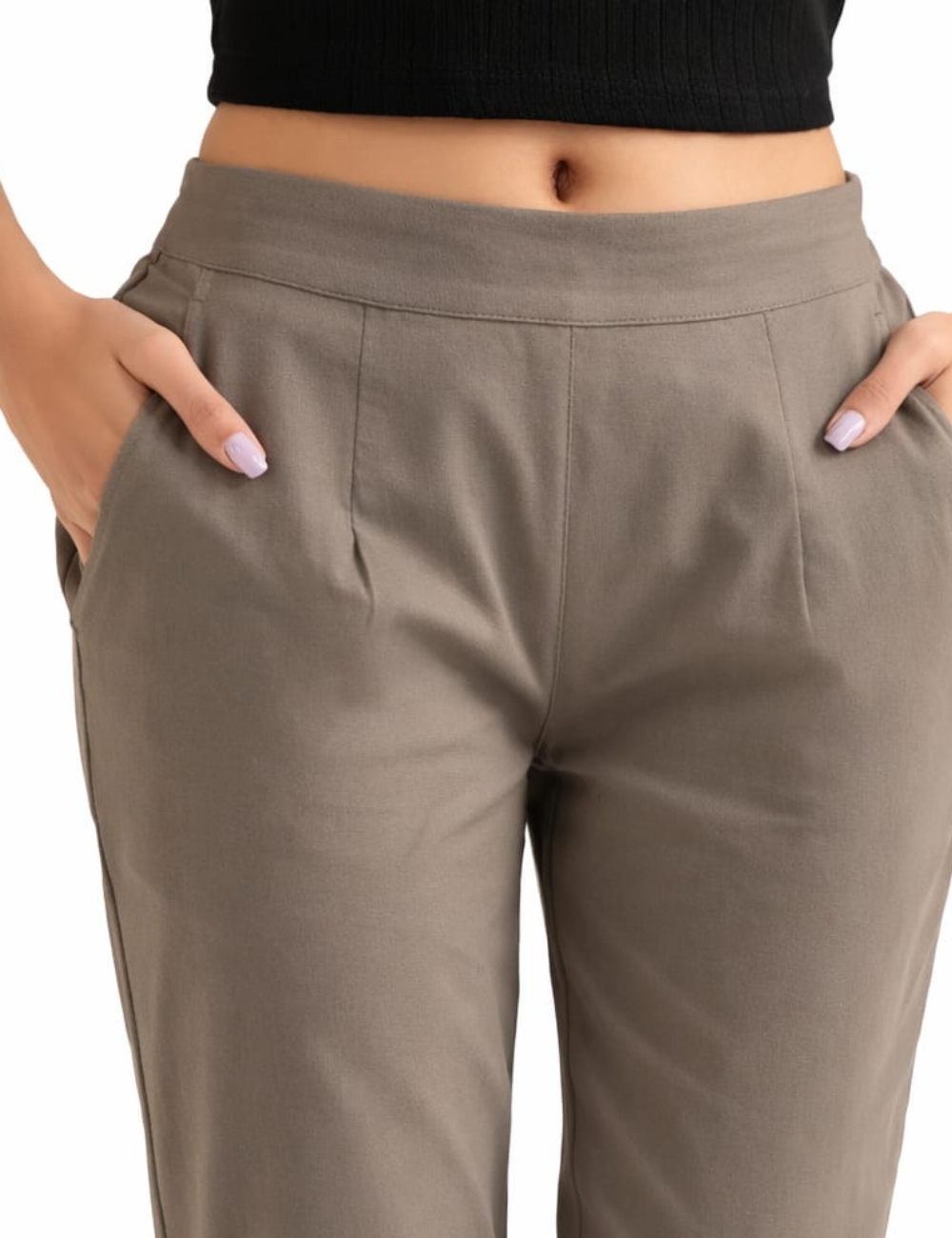 Women Grey Cotton Straight Pant