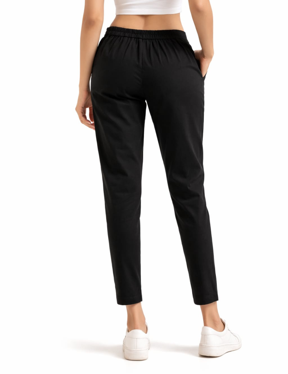 Women Black Cotton Straight Pant