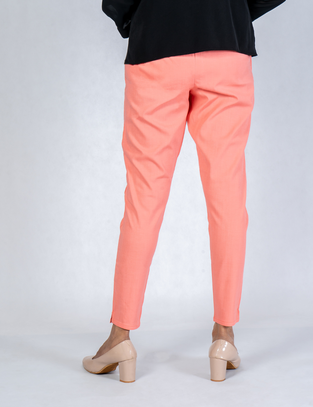 Women Peach Cotton Lycra Pant