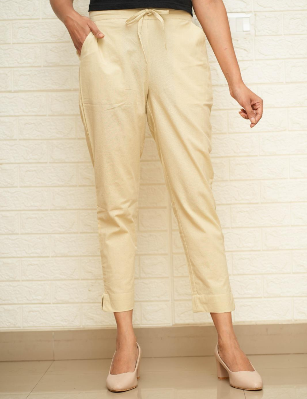 Women Wine Cotton Pants