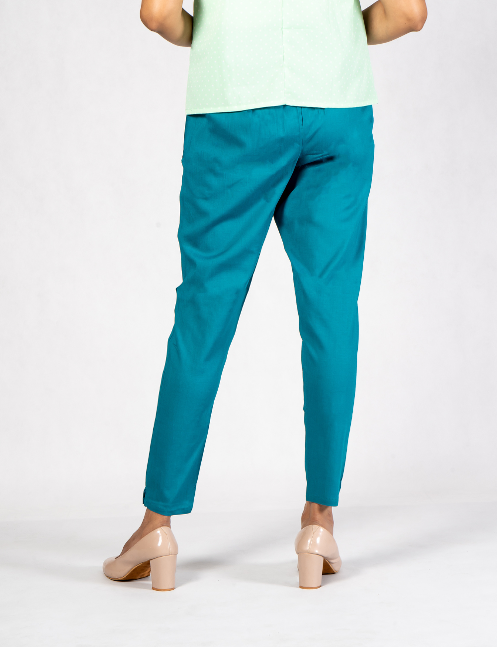 Women Ramar Green Cotton Lycra Pant
