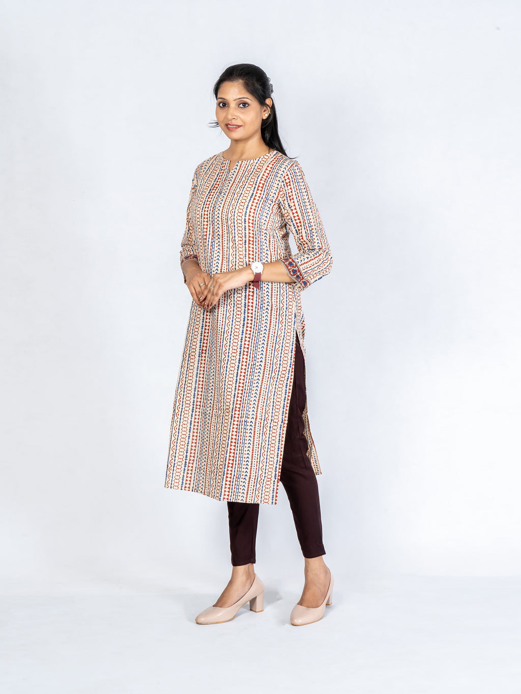 Women Coffee Brown Cotton Lycra Pant