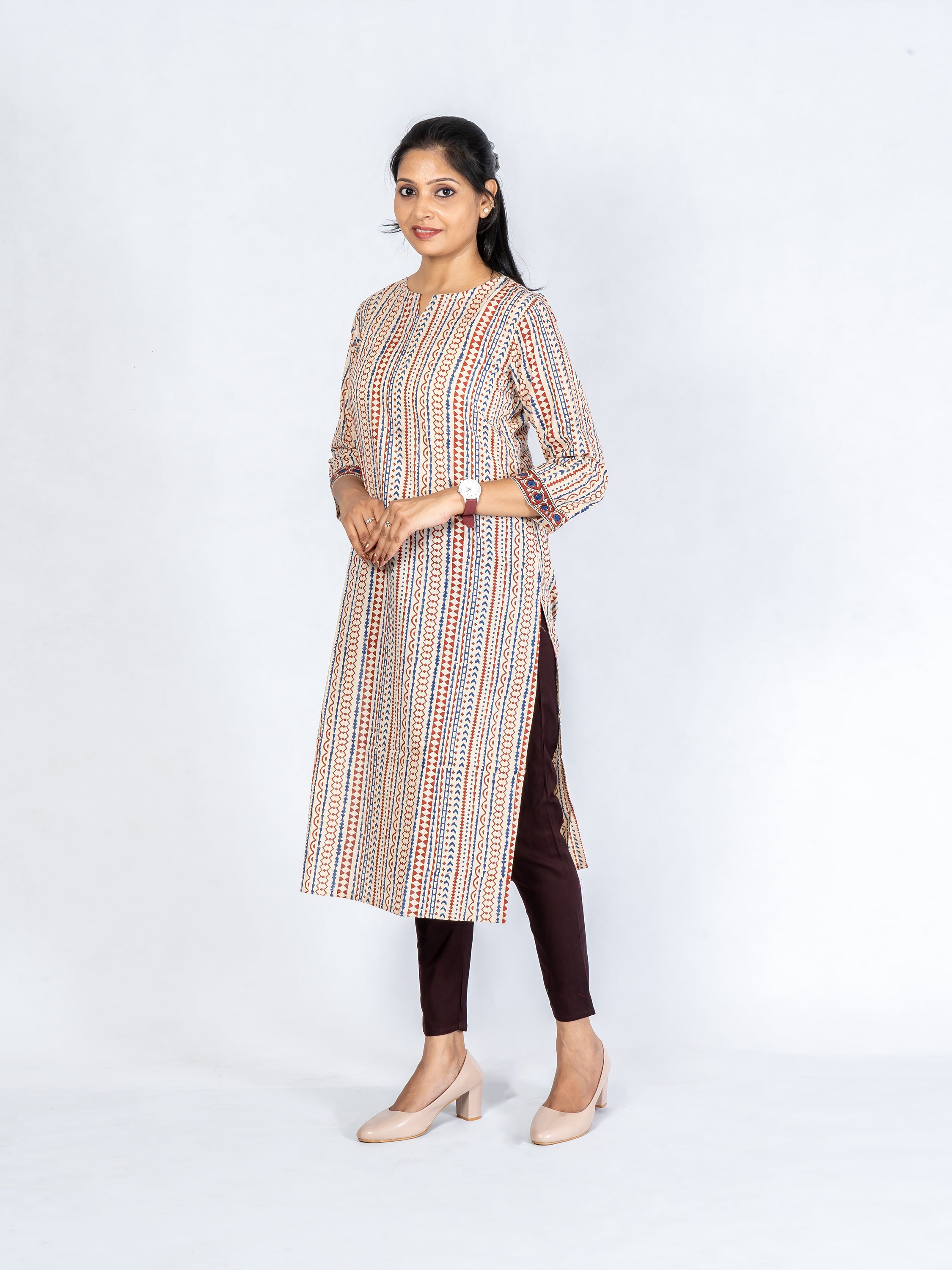 Women Coffee Brown Cotton Lycra Pant