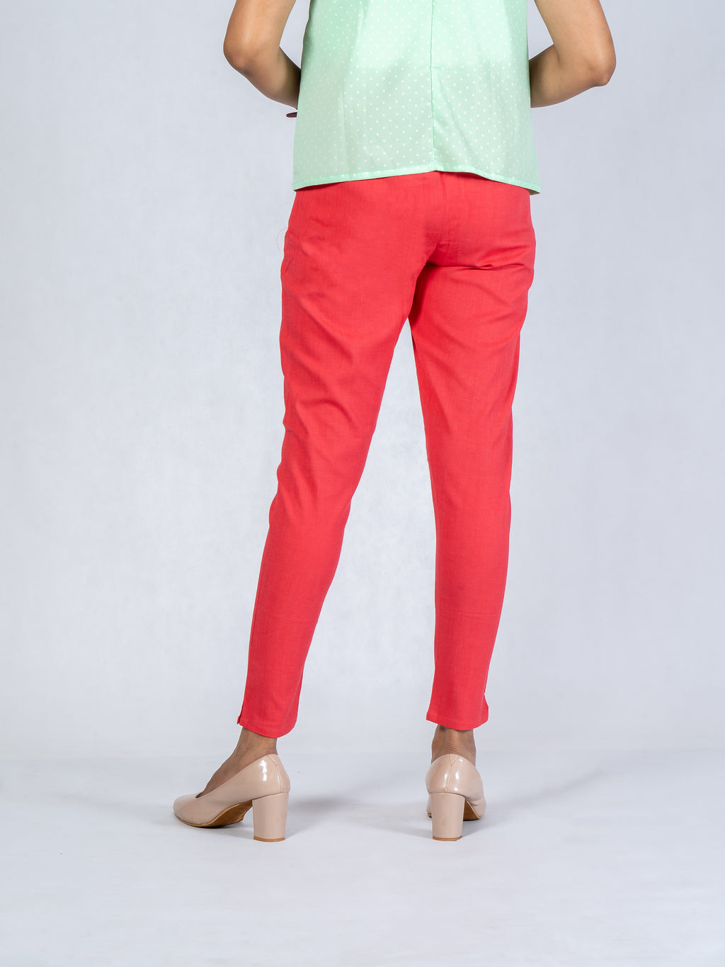 Women Dark Pink Cotton Lycra Pant