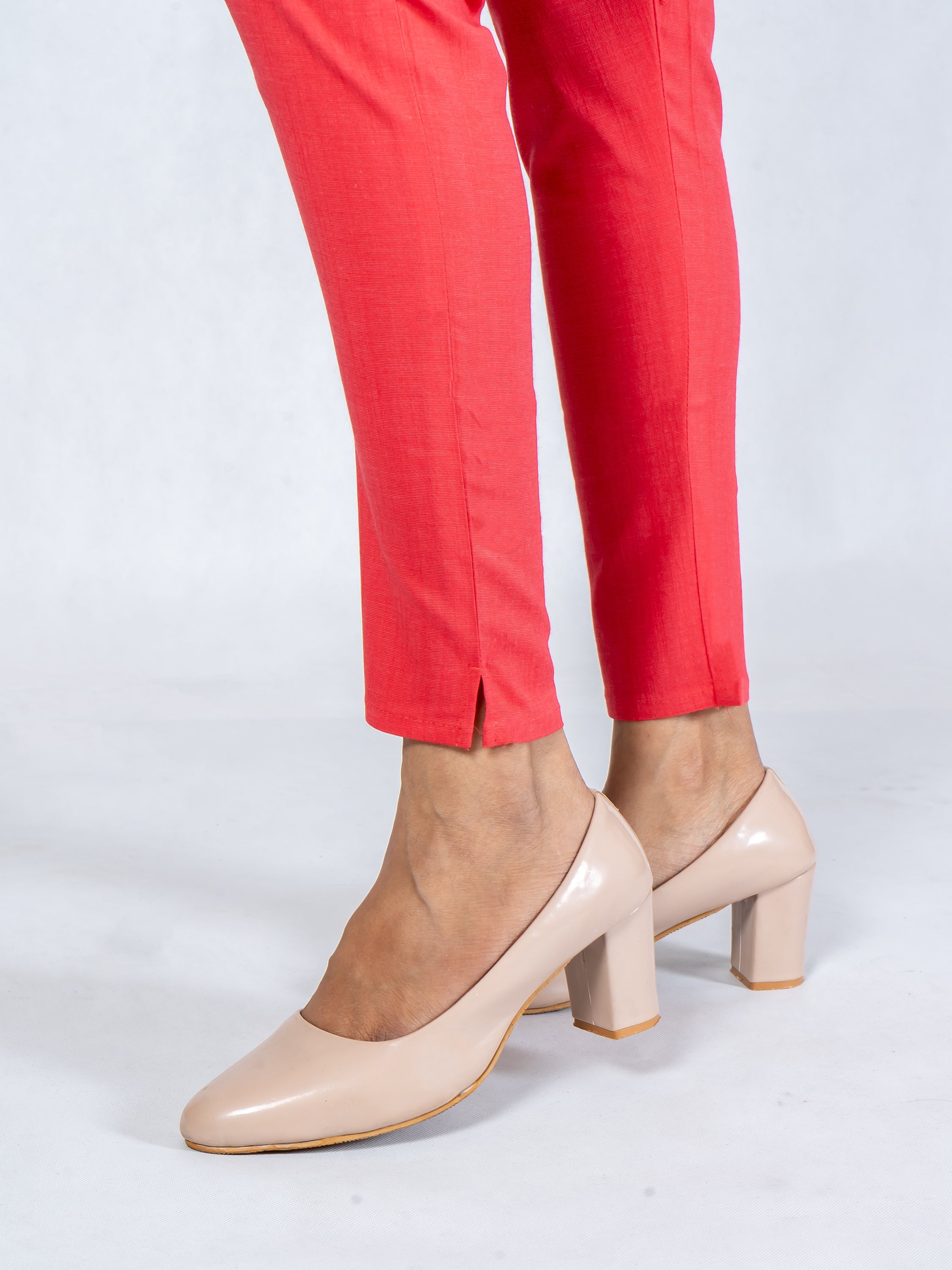 Women Dark Pink Cotton Lycra Pant