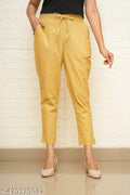 Women Mustard Cotton Pant