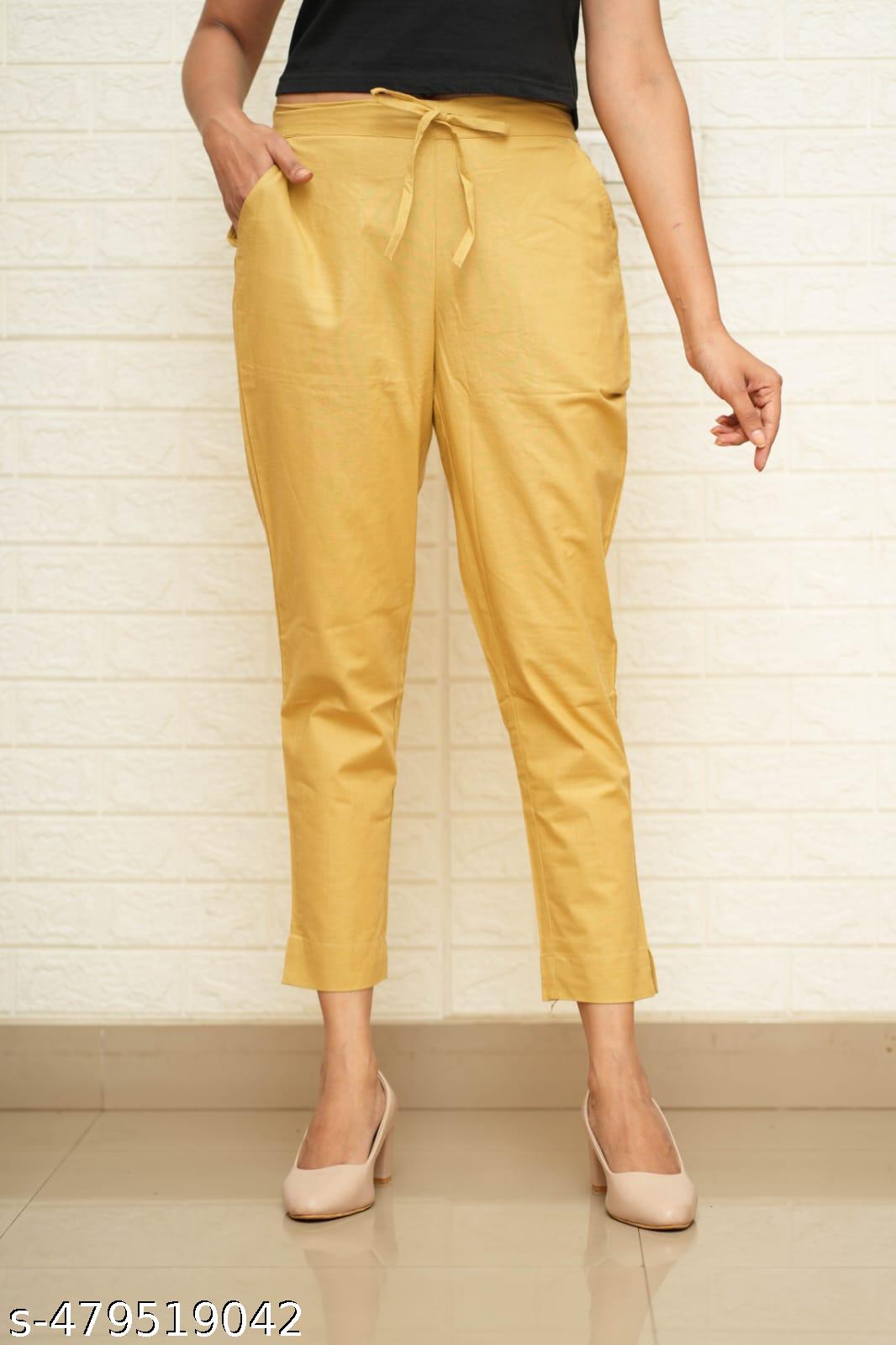 Women Mustard Cotton Pant