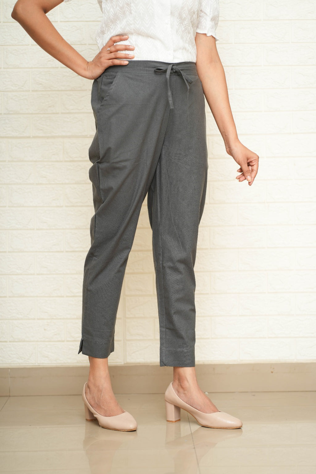 Women Grey Cotton Pant