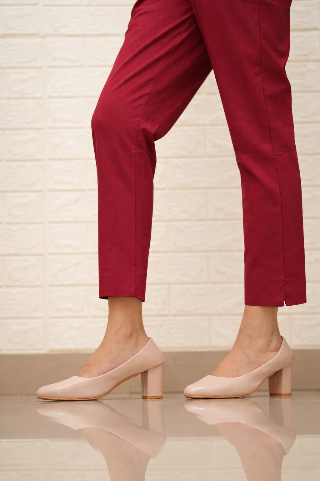 Women Maroon Cotton Pant
