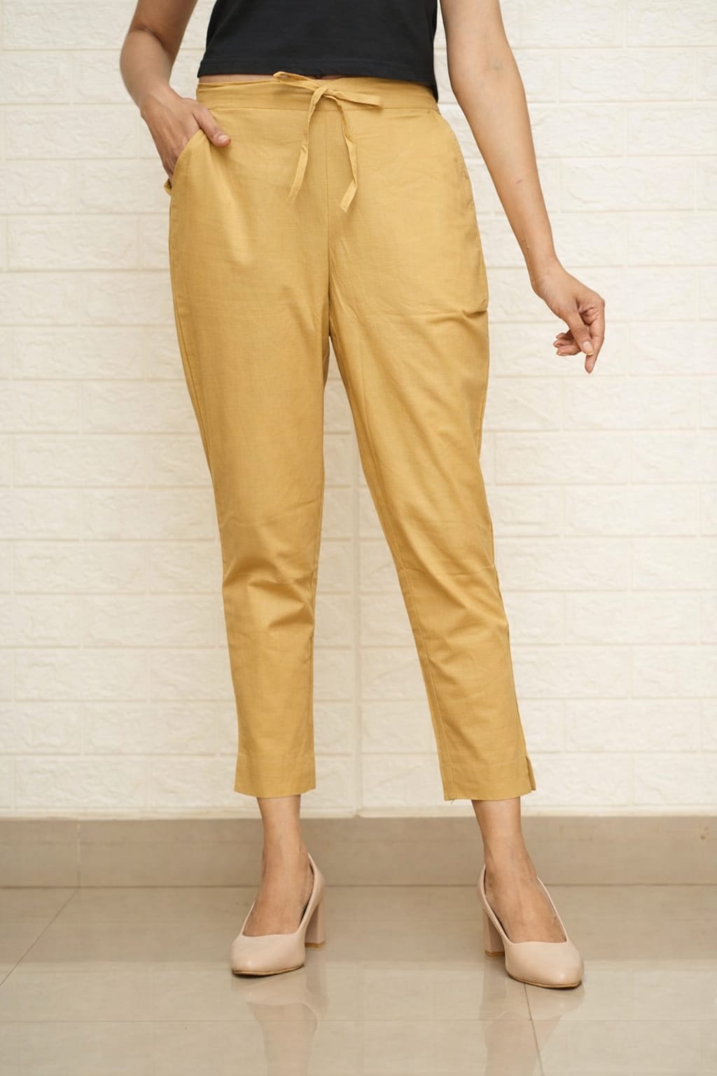 Women Golden Chiku Cotton Pant