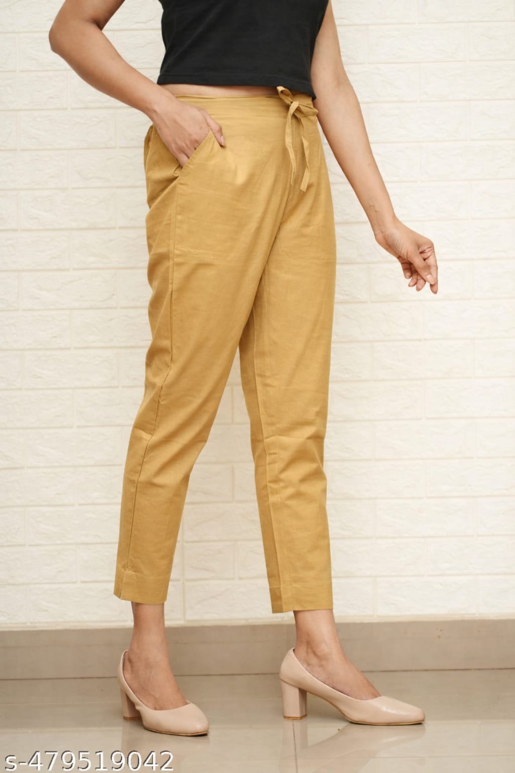 Women Golden Chiku Cotton Pant