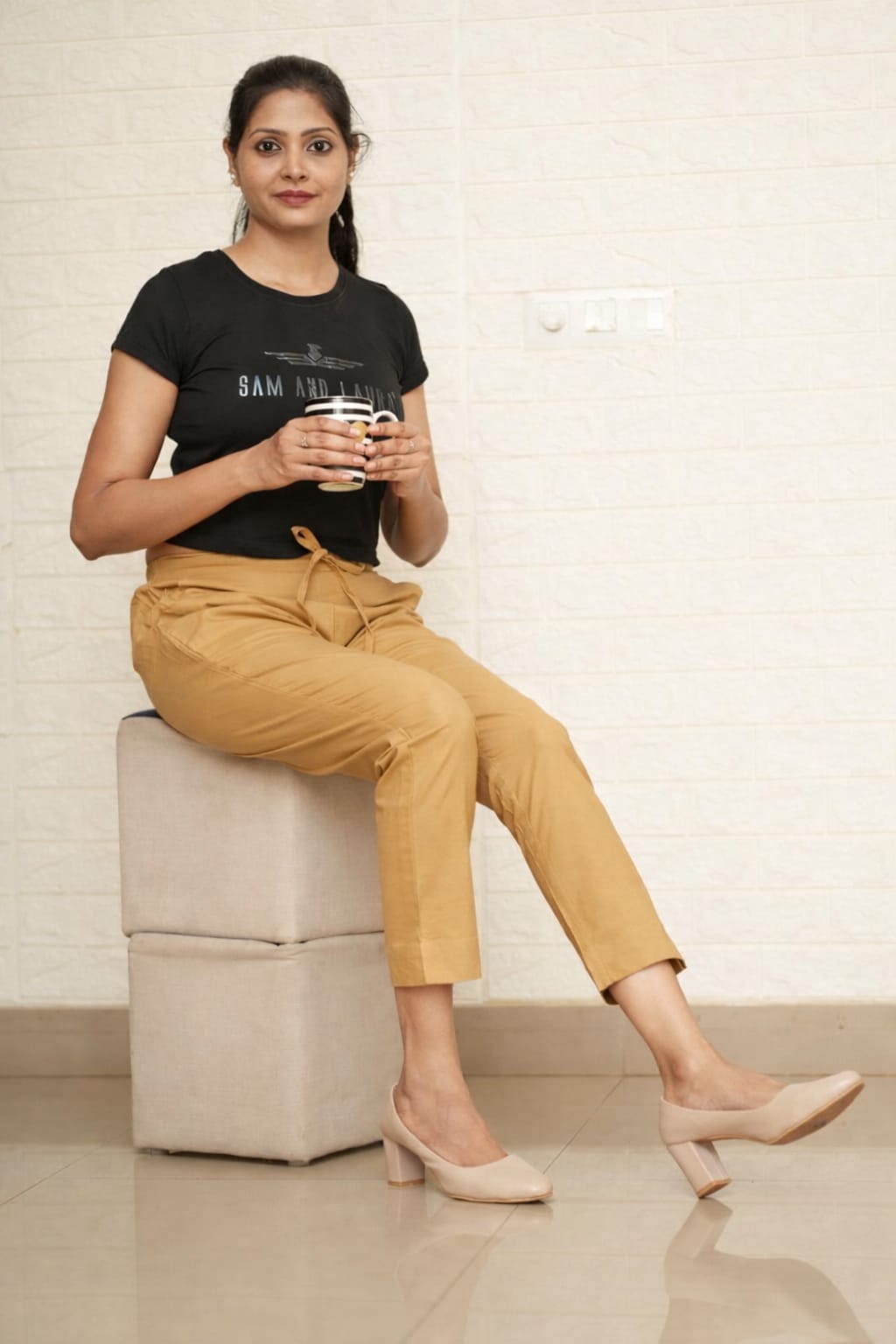 Women Golden Chiku Cotton Pant