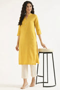Women Yellow AIRY Linen Long Kurta