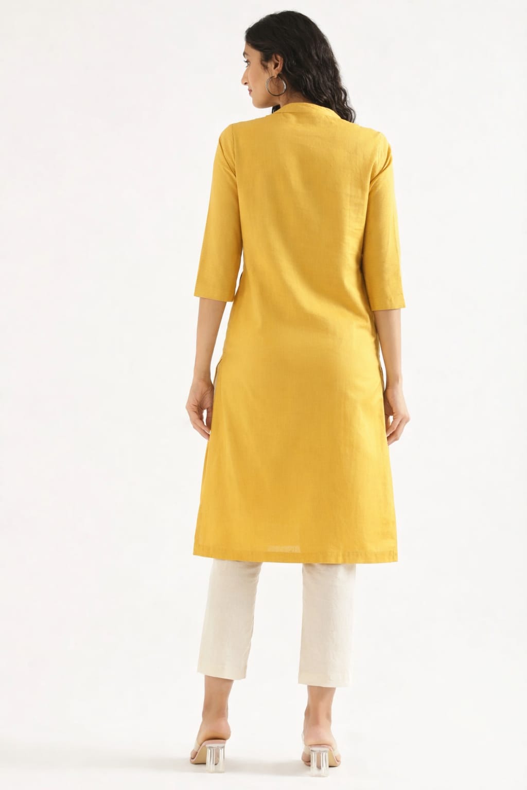 Women Yellow AIRY Linen Long Kurta