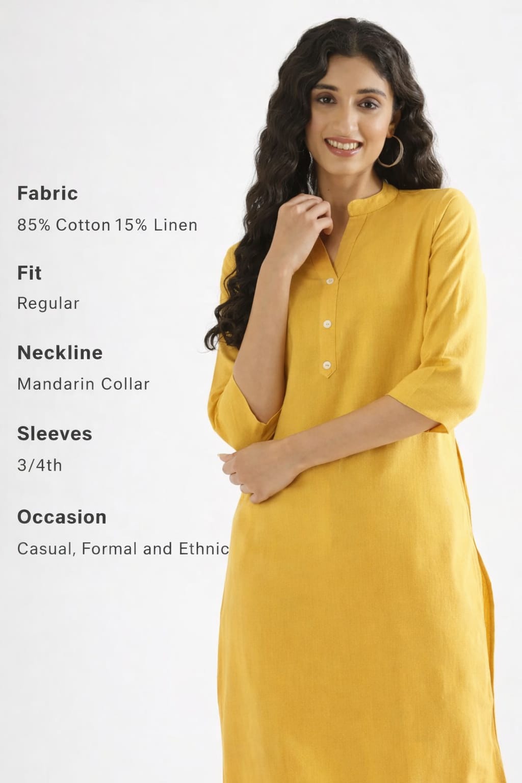 Women Yellow AIRY Linen Long Kurta