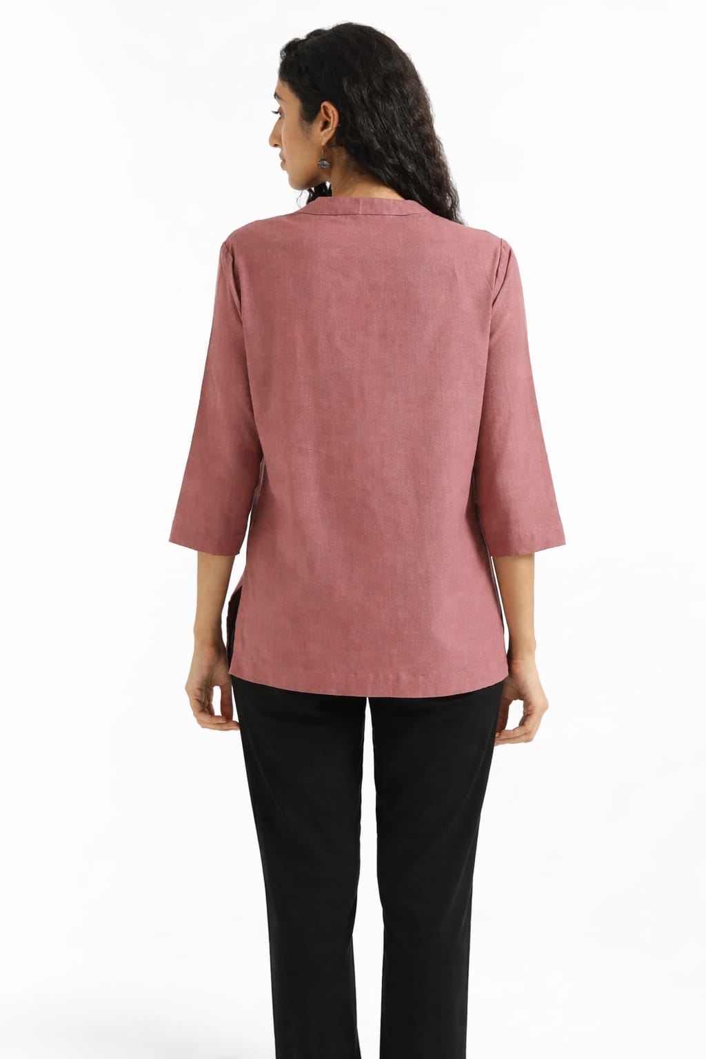 Women Rose Toupe Airy Linen Short Kurta