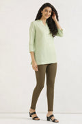 Airy Pista Green Linen Short Kurta