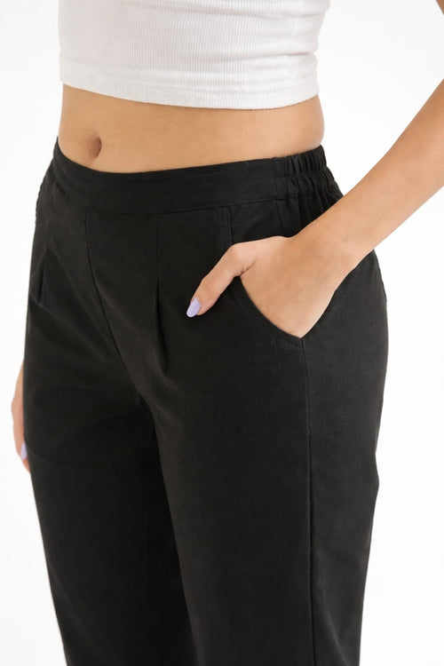 Women Black Cotton Pant