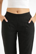 Women Black Straight Cotton Pant