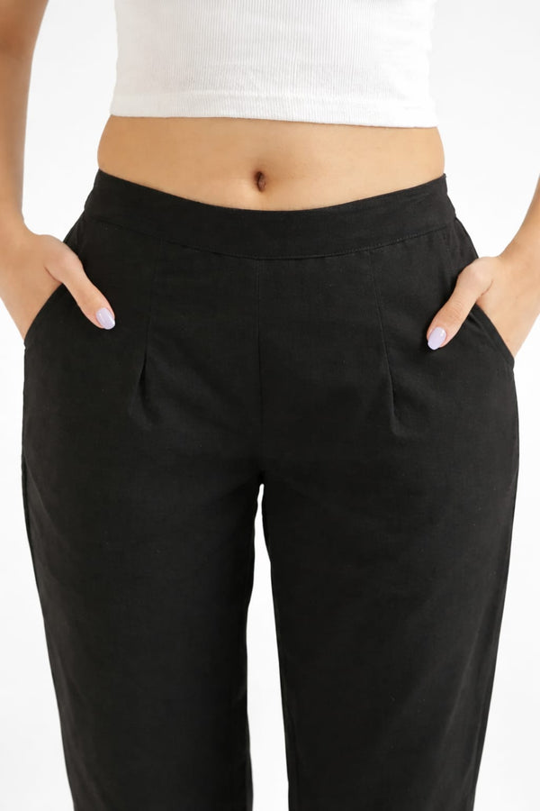 Women Black Straight Cotton Pant