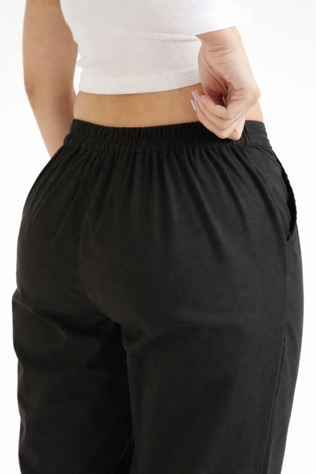 Women Black Straight Cotton Pant
