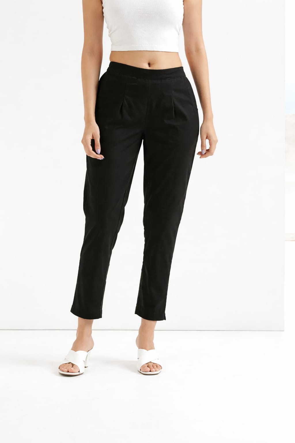 Women Black Straight Cotton Pant
