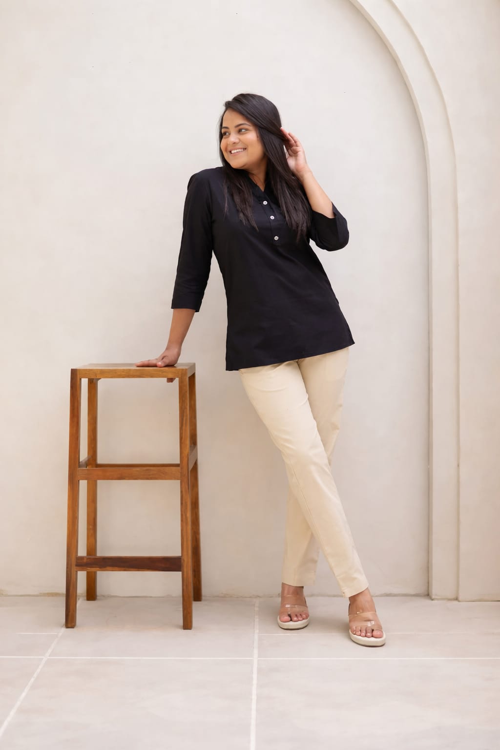 Women Black Straight Cotton Pant