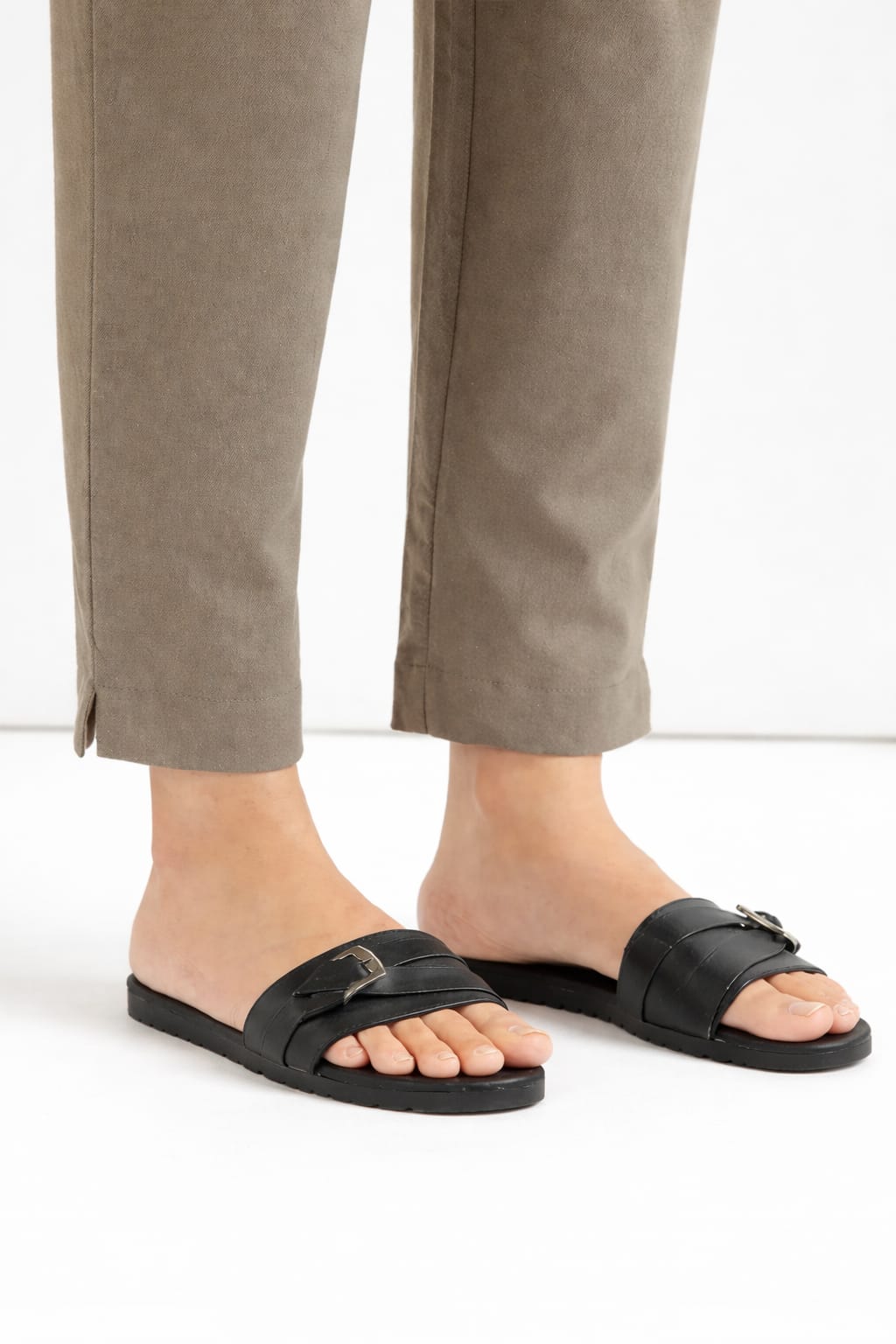 Women Grey Straight Cotton Pant