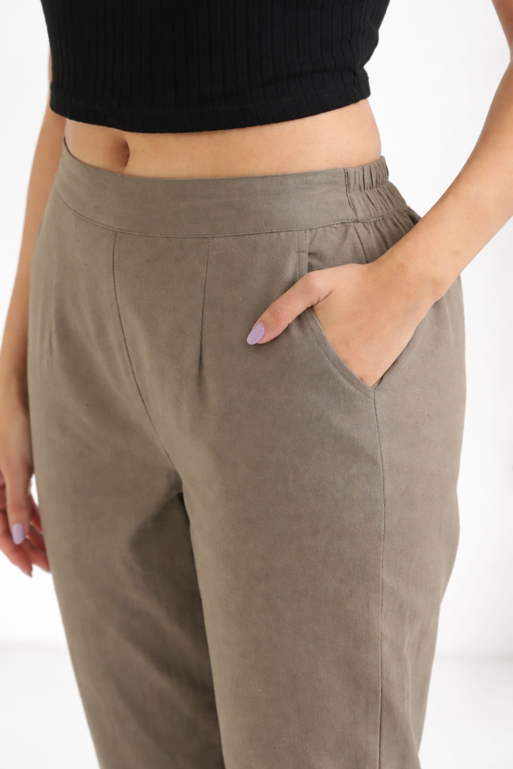 Women Grey Straight Cotton Pant