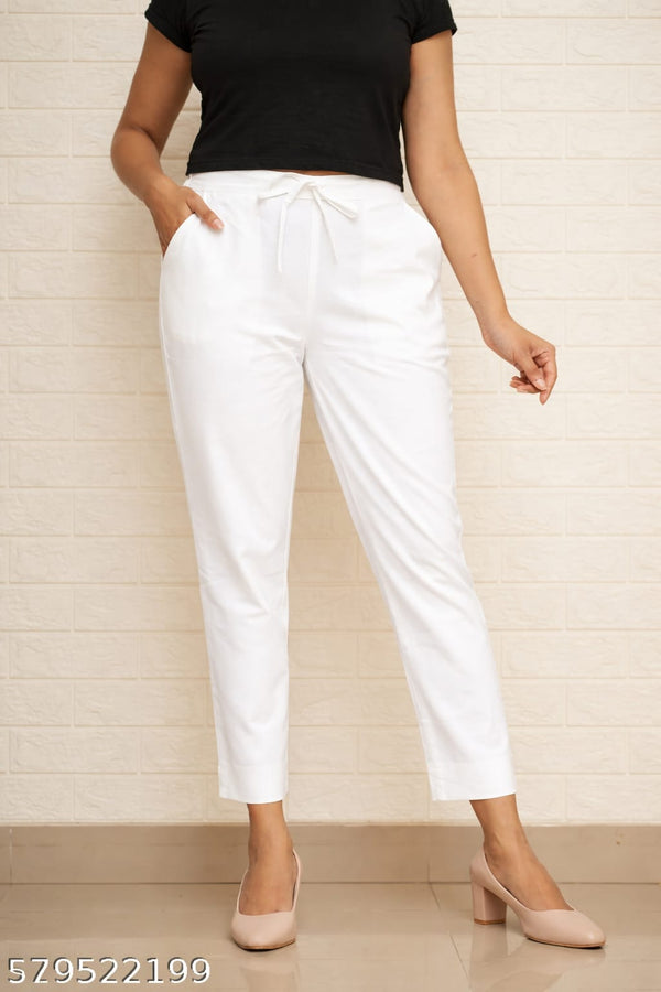 Women White Cotton Pant